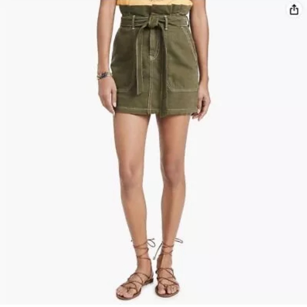 Free People Paper Bag Skirt Splendor in the Grass Olive Mini